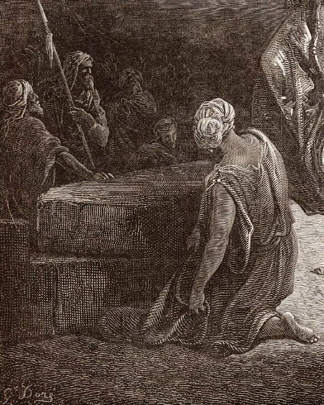 《朱迪斯展示何洛弗尼斯的头颅》取材自圣经故事，讲述了朱迪斯这位犹太女英雄如何智斗亚述将军何洛弗尼斯，最终将其斩首，从而拯救了自己的人民