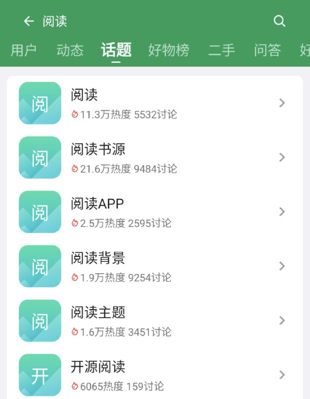 在这里汇总一下书源获取：❶ 酷安顶部搜索可进入相关话题（图1）