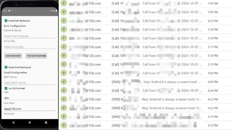 #软件 #工具 #开源📨 NotifyMe - Android 来电和短信转发工具▎软件功能：来电和短信转发▎软件平台：#Android▎软件介绍：一个开源安卓应用，它可以捕获来电和 SMS 消息，并通过电子邮件或 Webhook 将数据转发到 Bark 服务器