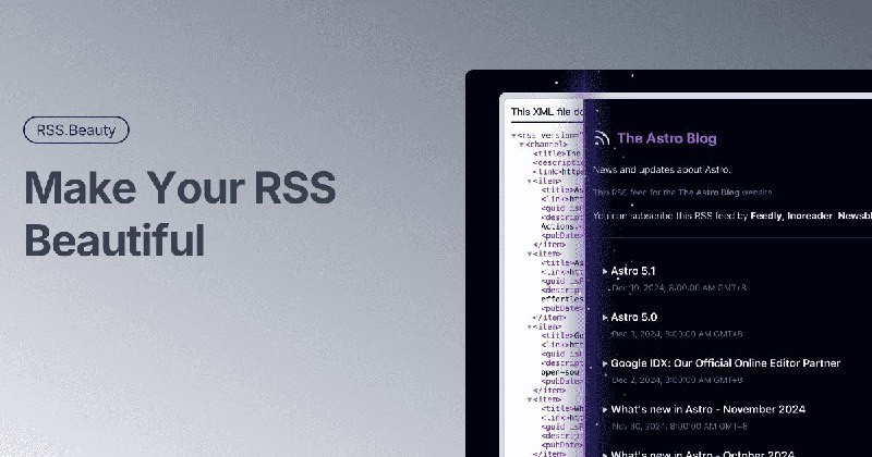 #网站 #工具 #开源 #RSS🌐 RSS.Beauty - 开源 RSS 美化工具▎网站介绍：一个基于 XSLT 技术的 RSS 美化工具, 可以将普通的 RSS/Atom 订阅源转换成美观的阅读界面