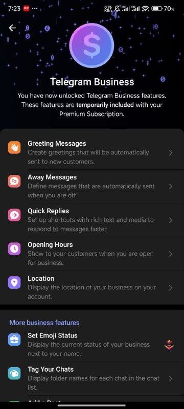这次更新很不错仅限于有telegram大会员的以下是我个人翻译的标题，及简略解释