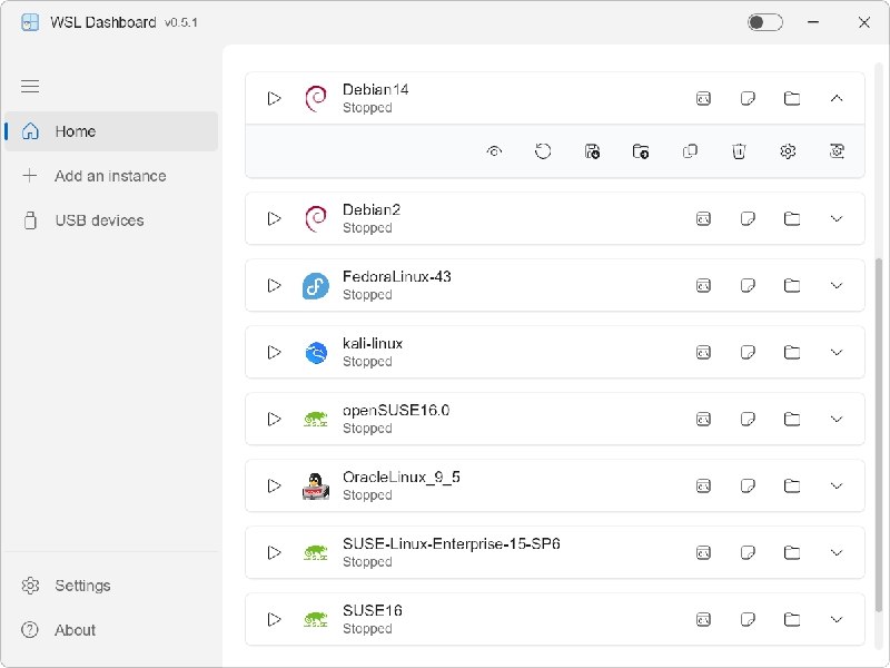 ⭐️ #软件 #工具👩‍💻 WSL Dashboard - 现代、高性能且轻量级的 WSL 实例管理面板▎软件平台：#Windows▎软件介绍：一款专为 Windows WSL2 打造的图形化管理工具，可一键启停、迁移、克隆、备份发行版，直观查看资源占用，并快速打开终端、VS Code 与文件目录