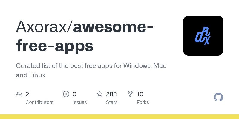 #GitHub #软件 #列表⏸ Awesome Free Apps - 精选 Windows、Mac、Linux 免费应用列表▎项目功能：免费软件列表▎项目介绍：一个专门收集适用于 Windows、Mac 和 Linux 的最佳免费应用程序精选列表的项目，均为免费，部分开源