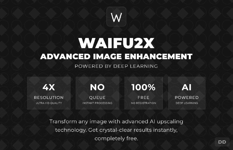 #网站 #图像 #工具 #开源🖼 Waifu2x - 在线免费图像无损放大工具▎网站功能：图像超分辨率▎网站介绍：一个深度卷积神经网络的图像无损放大和降噪工具，适用于普通图片和动漫风格的图片