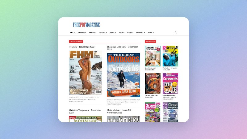 ▎FREEPDFMAGAZINE#magazine #杂志 #PDF网站内没有任何介绍，干净简洁可以下载多数英文杂志网站地址：